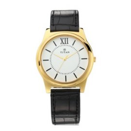 Titan Gents Classique Watch with Yellow Metal Case...