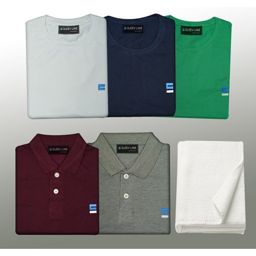 Sleevline T-Shirts  (Pack of 5) and Bath Towel